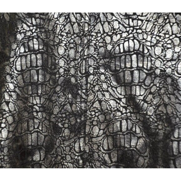 Alfred Dunner Silver Metallic Croc Print Faux Leather Full Front Zip Up Jacket S - Picture 9 of 11